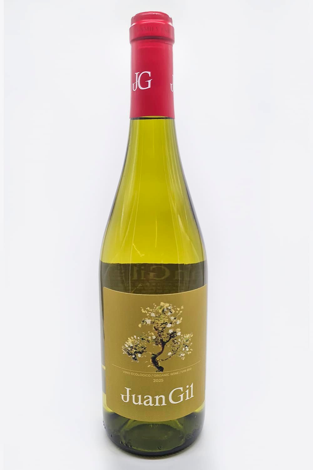 Juan Gil Organic White 2025 wine bottle, front view